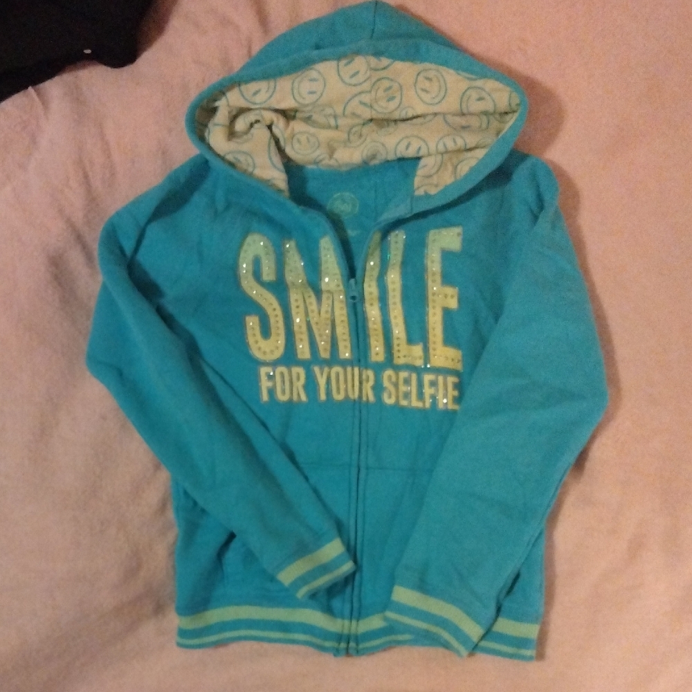 SO Teal Hoodie with Smile Print